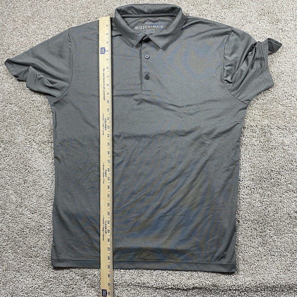 Mizzen + Main Phil Mickelson Mens‎ Large Gray Short Golf Polo Shirt Stretch - Picture 6 of 8